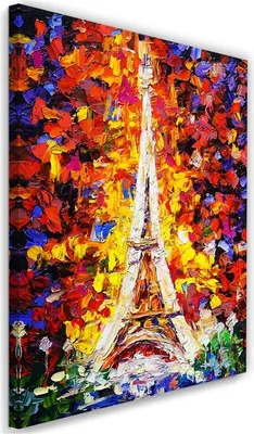 Produktbild von Leinwandbild gemalter eiffelturm 80x120 cm Feeby farbe wandbild bereit zum aufhängen