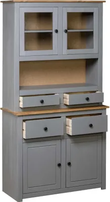 Immagine prodotto di Credenza Grigia 93x40,5x180 cm in Legno Massello di Pino Panama