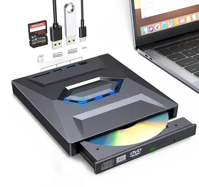 Produktbild von Externes optisches Laufwerk - CD-RW-Brenner - USB 3.0 & USB-C/Type-C - Kompatibel mit Windows/Mac/Linux - Für Desktop-PC
