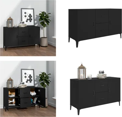 Zdjęcie produktu dla vidaXL Kredens czarny 100x36x60 cm materiał drewnopochodny - Kredens - Kredensy - Kredens - Szafka do przechowywania