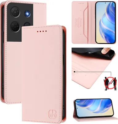 Produktbild von Lederhülle für TCL 503 Hülle Flip Brieftasche Kartenfächern Ständer Schutzhülle Pink