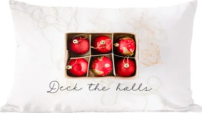 Produktbild von MuchoWow® Zierkissen Sofakissen Wohnzimmer Dekokissen 60x40 cm Weihnachtskugeln - Rot - Gold - Kopfkissen - Polster mit Foto