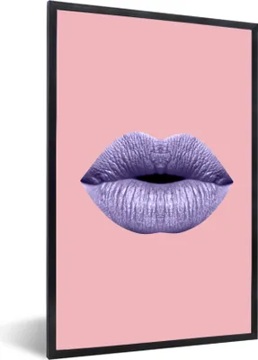 Produktbild von MuchoWow® MuchoWow® Gerahmtes Poster Lippen - Pastell - Rosa 40x60 cm - Poster mit zchwarzem Bilderrahmen - Papierdruck - Wandbilder