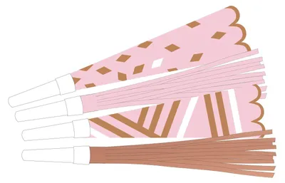 8 Roségold Blush Geburtstagshörner, 22,5 cm, Papier/Kunststoff