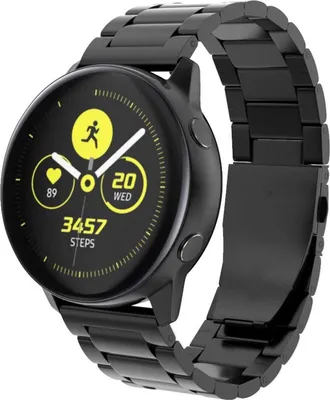 Imagen del producto de Pulsera de metal para Samsung Galaxy Watch/Active 2 / Gear Sport S2 Classic (20 mm), correa de repuesto para smartwatch (negra)