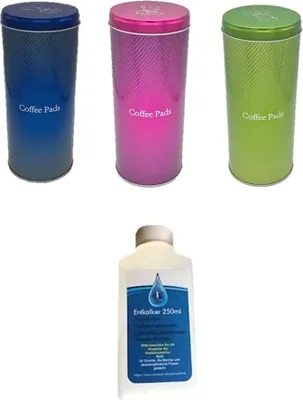 Produktbild von Vorratsdose für Kaffeepads - Kaffeedose für Kaffeepads - blau pink grün Aufbewahrungsbehälter für Kaffeepads + Konzentrat (flüssig) für Kaffeevollautomaten und Haushaltsgeräte, 1 x 250ml