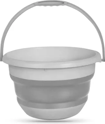 Produktbild von Falteimer Grau 14 Liter für Camping Haushalt Auto Eimer Falteimer 38 cm D