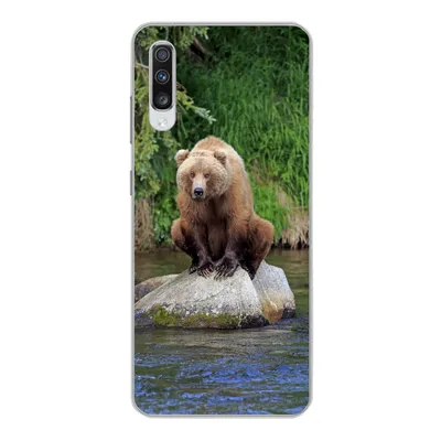 Produktbild von MuchoWow® Handyhülle Schutzhülle Hülle für Samsung Galaxy A70 Bär - Stein - Tier Silikon Softcase Handy Hülle - Schutzhaube
