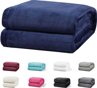 Produktbild von Kuscheldecke 220x240 cm Dunkelblau 1385 Gr Wohndecke Fleecedecke Sofadecke Flauschige Winter Decke