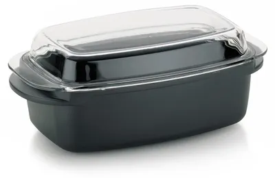 Productafbeelding van Braadpan met glazen deksel - Gegoten aluminium - 40 x 22,5 cm - Zwart - 4,5 L