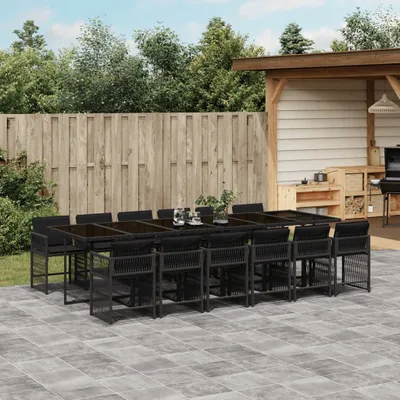 Produktbild von 2025 Moderne Gartenmöbel Set Balkonmöbel-Set 13-tlg. Garten-Essgruppe mit Kissen Schwarz Poly Rattan - Gartenmöbelgarnituren,Design 4897571 6parcel