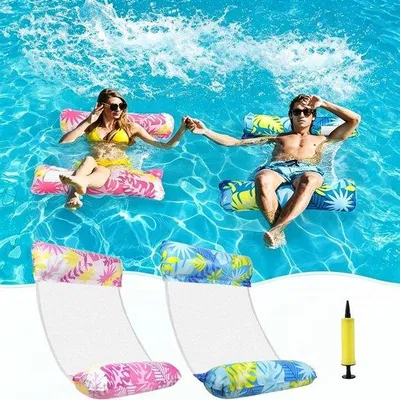 Produktbild von 2 Stück Wasserliege, Luftmatratze, Schwimmbadliege, Schwimmende Liege, Netz, ideal für Schwimmbad, Garten, Urlaub, Sommervergnügen