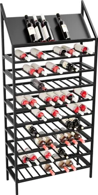 Produktbild von MetaloPro Weinregal Napa – Schwarzes Metall-Flaschenregal Für 100 Weinflaschen, Robustes Design, Ideal Für Küche, Keller Oder Bar – 170x80x30cm