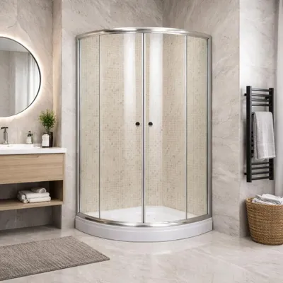 Immagine prodotto di Box doccia semicircolare in vetro 5 mm con apertura scorrevole modello GIGLIO H190 cm
