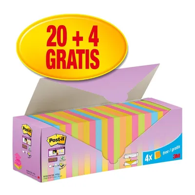 Immagine prodotto di Post-it R330 SSCOL VP24 Post-it appunti adesivi Super Sticky Z-Notes, 76 x 76 mm, 20+4