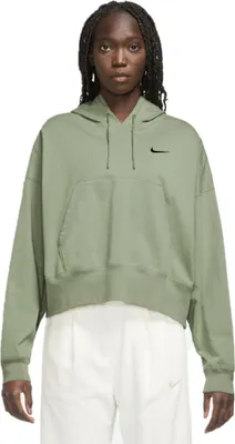 Produktbild von Nike W Nsw Jrsy Os Po Hoodie 386 Oil Green/Black 386 Oil Green/Black M