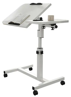 Produktbild von Bettentisch mit Rollen, h?henverstellbar, mobiler Nachttisch / Laptoptisch