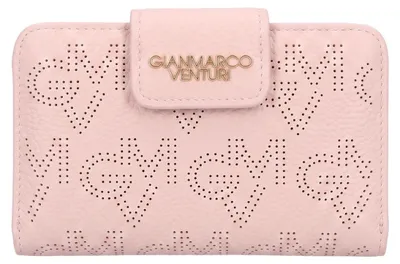 Image de Portefeuille pour femme GianMarco Venturi, noir, avec motifs ajourés et fermeture à bouton
