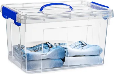 Produktbild von Aufbewahrungsbox mit Deckel - transparent blau - 18.5 Liter - 42 x 30 x 24 cm - Kunststoff