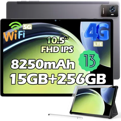 Produktbild von OUKITEL OKT3 Tablet Android 13, 15GB RAM + 256GB ROM Gaming Tablet PC, 10,5" Tablet 8250mAh 1920 * 1200 FHD, Widevine L1/Octa-Core, Grau