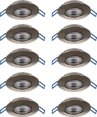 Produktbild von EGLO 10er Set LED Einbaustrahler Cedrez, Ø 9 cm, Deckenspots extra-flach, Deckenstrahler mit Dip Switch, warmweiß, tralweiß, kaltweiß