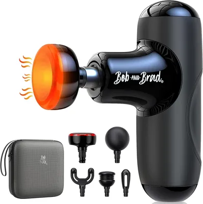 Produktbild von Mini Massagepistole mit Wärmefunktion, Muskel Percussion Massagegerät, kompakte Massage Gun mit Tragetasche, leise Tiefenmassage für Entspannung