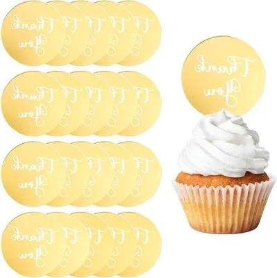 Produktbild von Acryl Cupcaketoppers - 20 Stück - Graviert - Spiegel Acryl - Taartplectrums - Personalisierbar