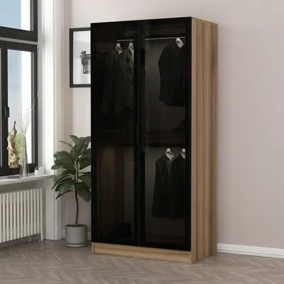 Produktbild von Skye Decor, Kale Glass Dark Grey1 - 210, Kleiderschrank, Dunkelgrau, 100 % MELAMINBESCHICHTETE SPANPLATTEN, 90 x 52 x 210 cm