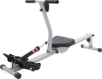 Zdjęcie produktu dla Wioślarz – hydrauliczny ergometr wioślarski – 12 poziomów oporu – wyświetlacz LED – szyna o długości 125 cm – grubo wyściełane siedzisko – składany – beżowy