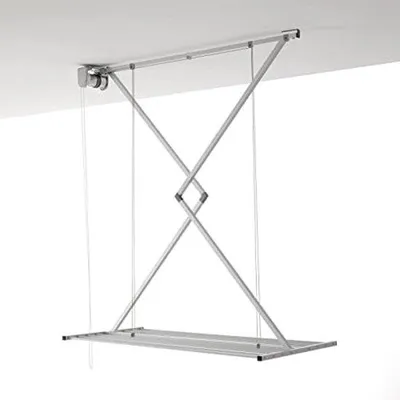 Image de Séchoir mural à suspendre, 152 x 54 x 25 cm, blanc, métal