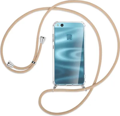 Produktbild von Handykette Backcover-Schutzhülle mit Band (Metall silberfarben) für Huawei P10 Lite - beige