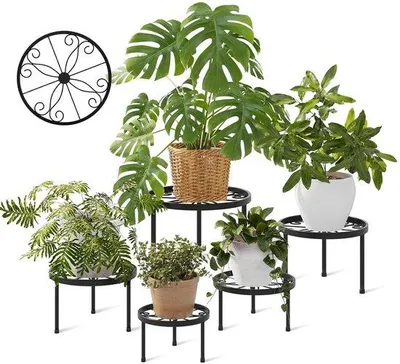 Produktbild von Famanu Pflanzenständer Set 5-teilig - Schwarz, für Innen und Außen