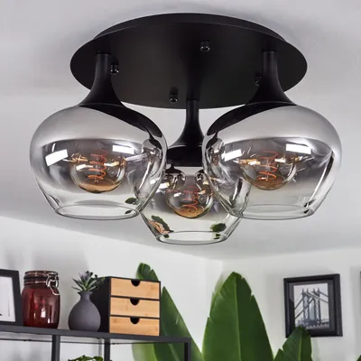 Produktbild von Saltusio »Saltusio« Deckenlampe aus Metall/Glas in Schwarz/Rauchfarben/Klar