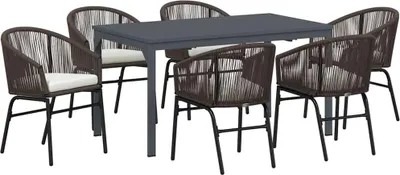 Obrázok produktu pre Záhradný jedálenský set 7 pcs Hnedá polyratan