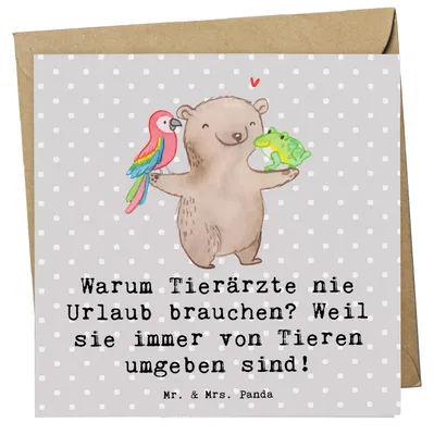 Produktbild von Mr. & Mrs. Panda Glückwunschkarte Tierarzt Freude - Grau Pastell - Geschenk, Berufsleben, anlasskarte, Veterinär, Tierarztspruch, faltkarte, doppelkarte, Beruf, Grußkarte