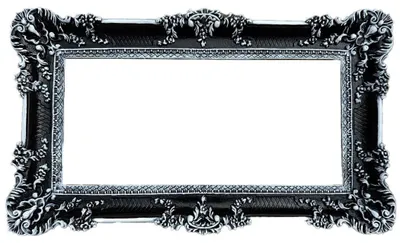 Produktbild von Barock Spiegel 96x57 cm mit antikem Ornamentenrahmen in Schwarz/Weiß