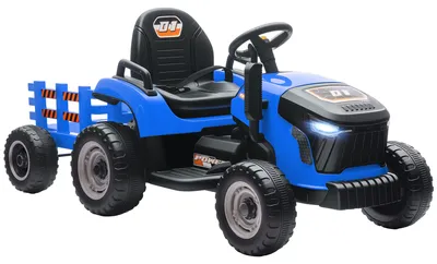 Image de Tracteur šŠlectrique enfants avec remorque amovible, voiture šŠlectrique enfants, tšŠlšŠcommande 2,4G, 139x58x55cm, bleu