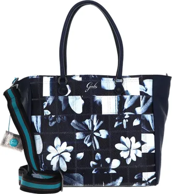 Produktbild von Gabs Leder Schultertasche Handtasche Jessica Stampa Trip Shoulderbag Indaco Fiore Grande dunkelblau