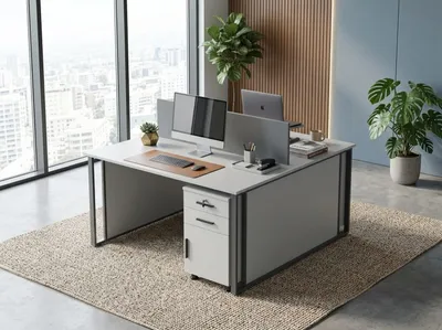 Produktbild von Schreibtisch ohne Schubladen Weiß Modern Tisch mit  Metallgestell