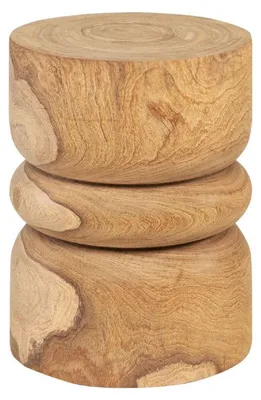 Image de Casa Padrino Luxe Table d'appoint / Tabouret en bois massif naturel Ø 33,5 x H. 46 cm - Meubles de Luxe