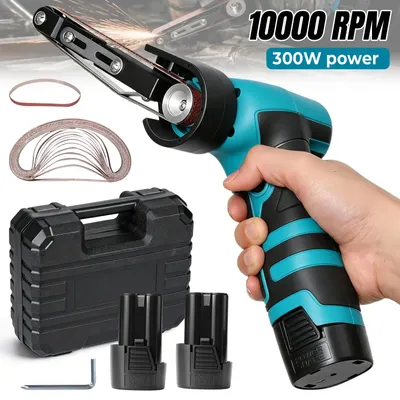 Produktbild von Mini-Bandschleifer - Akku-Schleifmaschine - 16,8 V - 300 W - 10.000 U/min - 2 Akkus - Ladegerät