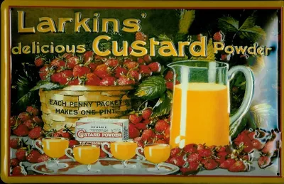 Produktbild von Blechschild Larkins custard powder Vanille Pudding Schild Werbeschild