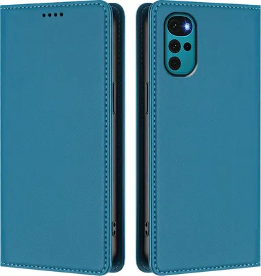 Obrázek produktu pro Kožené pouzdro pro Motorola Moto G22 / Moto E22s, magnetické flipové pouzdro zPolyuretankůže se stojánkem Jezerní modrá