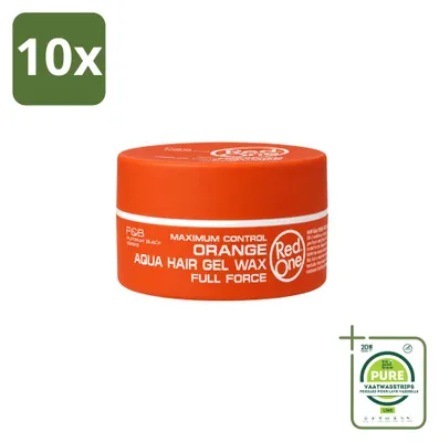 Image de 10 pots de cire capillaire Orange Aqua de Red One - Fixation forte et brillance - 150 ml - Lot de 10
