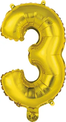 Immagine prodotto di amscan® 9909681 Folienballon Mini Zahl 3 - 35 cm, gold
