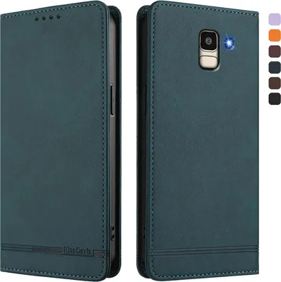 Obrázek produktu pro Pouzdro pro Samsung Galaxy J6 2018, retroPolyuretankožené flip pouzdro s stojánkem a přihrádkami na karty Zelený