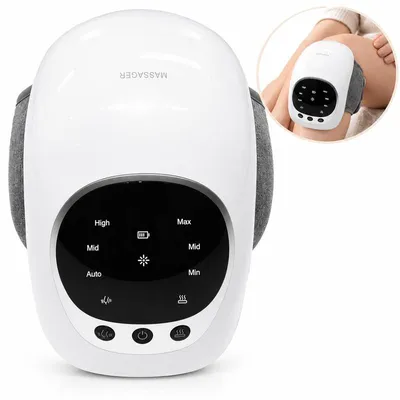 Produktbild von Knie-Massagegerät mit Wärme und Rotlicht, kabellos, 3 Wärmestufen, 3 Vibrationsstufen, LED-Display, verstellbarer Klettverschluss