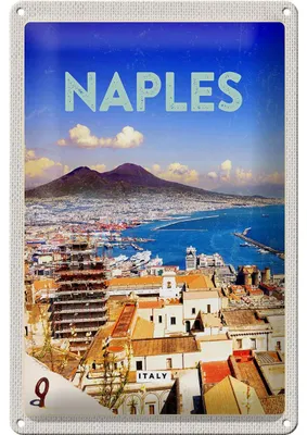 Produktbild von Blechschild Reise 20x30cm Retro Naples Italy Neapel Panorama Meer