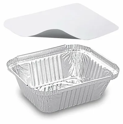 Produktbild von 50x Alu-Servierschalen Menüschale inkl Deckel 470ml 145x120x41mm