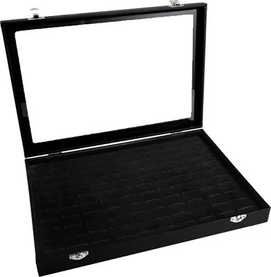 Produktbild von Sinoba Schmucklade Schmuckkasten Schaukasten Schmuckdisplay mit Glasdeckel (Ohrringe, Ohrstecker und Fingerringe)